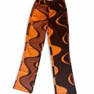 House of Sunny Orange and Brown Silk Trousers